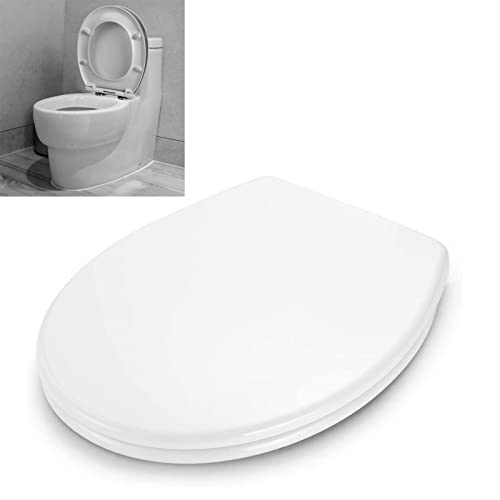 WC Sitz, Premium Toilettensitz mit Absenkautomatik, Quick-Release Funktion für einfach Reinigung, Antibakteriell Klodeckel aus Duroplast, O Form Weiß Toilettendeckel mit Verstellbaren Scharnieren von Royalswill