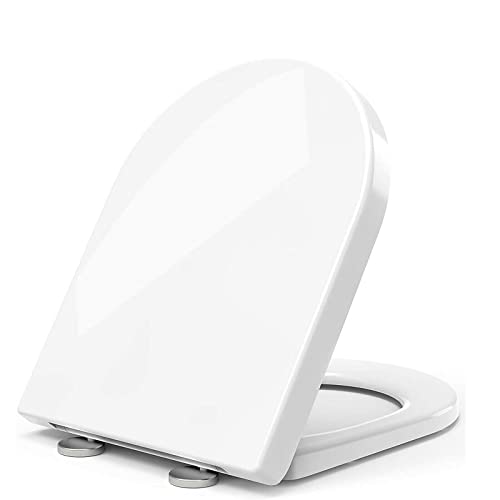 WC Sitz, Toilettendeckel, Klodeckel Mit Absenkautomatik und Quick-Release Funktion, WC Sitz Aus Duroplast Antibakteriell,Toilettensitz Mit Verstellbaren Scharnieren, D Form WC Deckel Klobrille, Weiß WC Sitz, Toilettendeckel, Klodeckel Mit Absenkautomatik und Quick-Release Funktion, WC Sitz Aus Duroplast Antibakteriell,Toilettensitz Mit Verstellbaren Scharnieren, D Form WC Deckel Klobrille, Weiß von Royalswill
