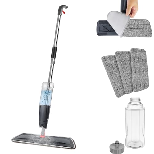 Wischer mit Sprühfunktion Sprühwischer Bodenwischer für die Bodenreinigung, 360° Rotierender Spray Mop Floor Mop Wischer Boden Nasswischer Wischmopp mit 700ml Wassertank & 3 Waschbaren Mikrofaser Pads von Royalswill