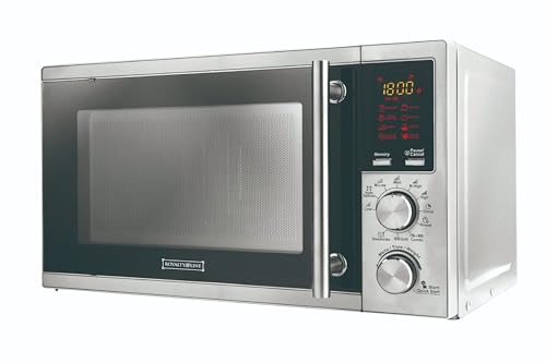 ROYALTY LINE, 20-l-Mikrowelle mit 700-W-Silbergrill RLMWO3805, digitaler Mikrowellenherd mit 8 automatischen Programmen, 95-Minuten-Timer, Glasdrehteller, Kindersicherung, 18/10 Steel von ROYALTY LINE