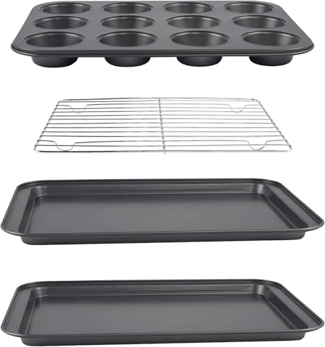 ROYALTY LINE, RL5RB, 5-teiliges Backform-Set aus Karbonstahl, ideal für Muffins, Kekse und Fertiggerichte, leicht zu reinigen, verschiedene Größen, Größe: 385x265cm, Farbe: Schwarz ROYALTY LINE, RL5RB, 5-teiliges Backform-Set aus Karbonstahl, ideal für Muffins, Kekse und Fertiggerichte, leicht zu reinigen, verschiedene Größen, Größe: 385x265cm, Farbe: Schwarz von Royalty Line