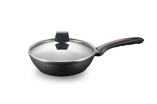 ROYALTY LINE, Tiefer Bratpfanne aus geschmiedetem Aluminium mit Marmorbeschichtung, Kompatibel mit Gas, Elektrisch, Keramik, Halogen, Induktion, 28 cm, Marmorfarbe ROYALTY LINE, Tiefer Bratpfanne aus geschmiedetem Aluminium mit Marmorbeschichtung, Kompatibel mit Gas, Elektrisch, Keramik, Halogen, Induktion, 28 cm, Marmorfarbe von ROYALTY LINE