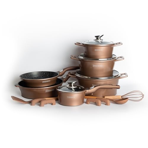 ROYALTY LINE_RL-ES2014M COPPER_Kochgeschirr-Set, Marmorbeschichtung, 60 x 37 x 43 cm von ROYALTY LINE