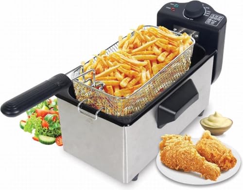 ROYALTY LINE RLEFT2000L, 3L 2000W EFT2000L Elektrische Fritteuse mit 15L-Korb, präzisem Timer, schnellem Heizrohr, leicht zu reinigen, ideal für leckeres Frittieren, 18/10 Steel von ROYALTY LINE