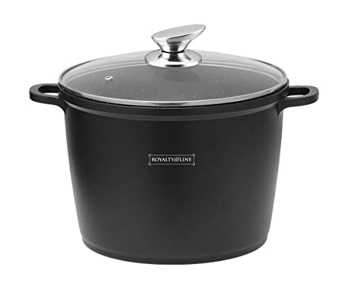 Royalty Line® AD28M Kochtopf mit Glasdeckel, Antihaftbeschichteter, Induktionsgeeignet, 10.5 Liter, 28 cm, Schwarz Royalty Line® AD28M Kochtopf mit Glasdeckel, Antihaftbeschichteter, Induktionsgeeignet, 10.5 Liter, 28 cm, Schwarz von Royalty Line