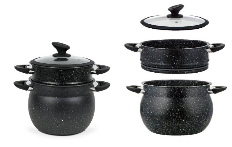 Royalty Line Topf-Set 3 tlg. Couscoussiere Kuskus Topfset ca. 11 L Dampfgarer COUSCOUS Ø 26, Aluminiumguss (dreiteilige Couscoussiere) von Royalty Line