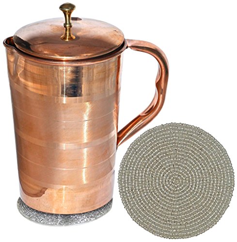 SKAVIJ reines Kupfer wasser servierkanne luxus krug mit deckel (1,6 liter) von Rastogi handicrafts