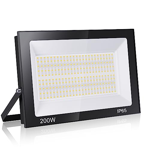 200W LED Scheinwerfer, 20000LM LED Strahler Außen, 3000K LED Aussenstrahler Warmweiß Fluter LED Außenleuchte LED Strahler Innen, IP65 Wasserdicht LED Flutlicht LED Baustrahler Garten Beleuchtungen von Royana