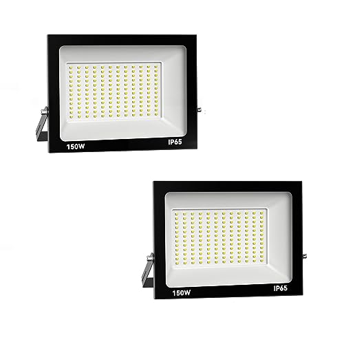 Royana 2er 150W LED Strahler Außen 15000LM Superhell led strahler 3000K Warmweiß IP65 Wasserfest led scheinwerfer, für Sportplatz Garage Garten Hinterhof. von Royana