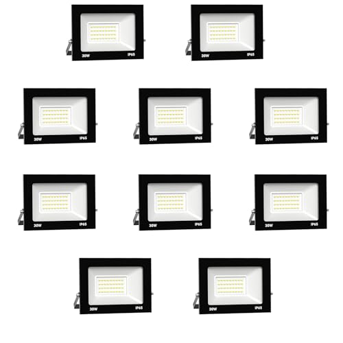 Royana 10er 30W LED Strahler Außen 3000LM Superhell led strahler 6000K Kaltweiß IP65 Wasserfest led scheinwerfer,Ultradünnes für Sportplatz Garage Garten Hinterhof Flur Royana 10er 30W LED Strahler Außen 3000LM Superhell led strahler 6000K Kaltweiß IP65 Wasserfest led scheinwerfer,Ultradünnes für Sportplatz Garage Garten Hinterhof Flur von Royana