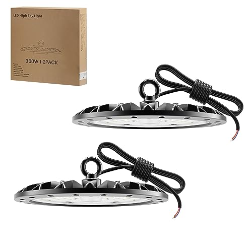 Royana 2PCS 300W LED UFO Industrielampe, 30000LM LED High Bay Licht SMD 2835 LED Hallenstrahler, LED Lagerleuchte, Abstrahlwinkel 120° für Hallen Werkstatt (2PCS, 300W) von Royana