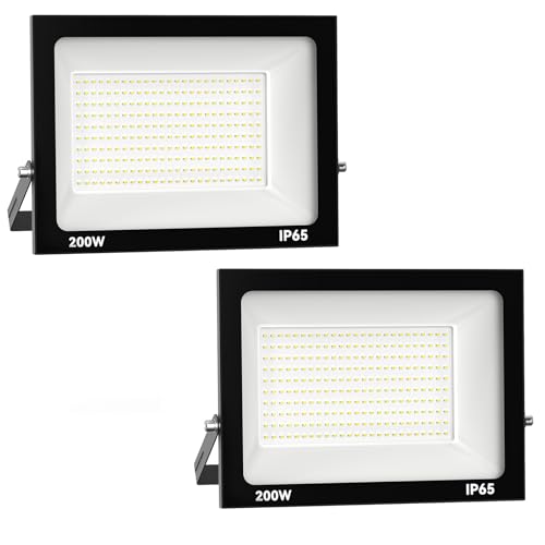 Royana 2er 200W LED Strahler Außen 20000LM Superhell led strahler 3000K Warmweiß IP65 Wasserfest led scheinwerfer, für Sportplatz Garage Garten Hinterhof. von Royana