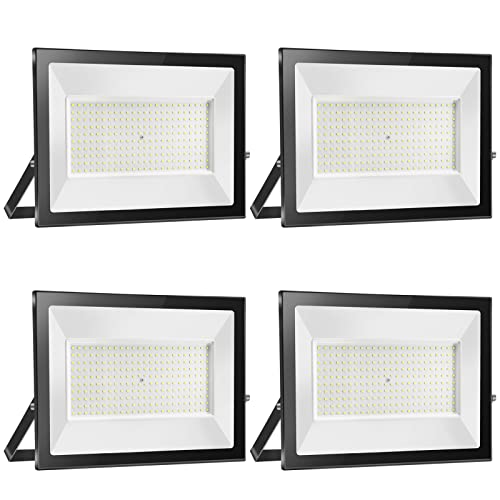 Royana 4 Stücke 200W LED Strahler Außen, 20000LM Superhell LED Außenwandleuchten, 6000K Kaltweiß LED Scheinwerfer, IP65 Wasserdicht LED Fluter Flutlicht für Garten,Garage, Hotel, Sportplatz von Royana