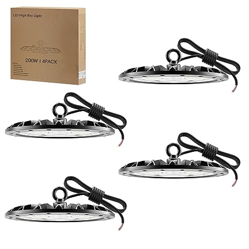 Royana 4er 200W UFO LED Werkstattlampe, 6500K Kaltweiß UFO LED Strahler LED Hallenstrahler, 20000LM Hohe Helligkeit LED Industrielampe LED High Bay Licht für Werkstätten, Fabrikhallen, Hallenstadion Royana 4er 200W UFO LED Werkstattlampe, 6500K Kaltweiß UFO LED Strahler LED Hallenstrahler, 20000LM Hohe Helligkeit LED Industrielampe LED High Bay Licht für Werkstätten, Fabrikhallen, Hallenstadion von Royana