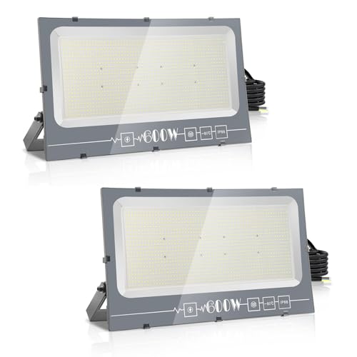 Royana 600WX2 LED Strahler Außen, Superhell Aussenstrahler 60000LM Baustrahler, IP66 Wasserdicht Flutlicht Außenleuchte 3000K Warmweiß Scheinwerfer für Garage, Garten, Sportplatz von Royana