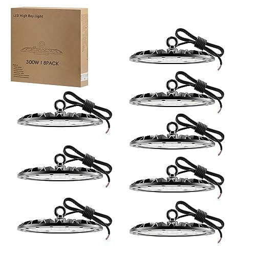 Royana 8PCS 300W LED UFO Industrielampe, 30000LM LED High Bay Licht SMD 2835 LED Hallenstrahler, LED Lagerleuchte, Abstrahlwinkel 120° für Hallen Werkstatt von Royana
