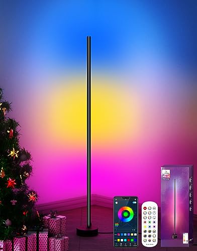 Royana LED Stehlampe Wohnzimmer, Dimmbar Stehleuchte 55'' RGB Stehlampe mit Fernbedienung und Bluetooth App, Farbwechsel LED Standleuchte mit Musik-Sync, Moderne Stehlampe Dimmbar für Schlafzimmer von Royana