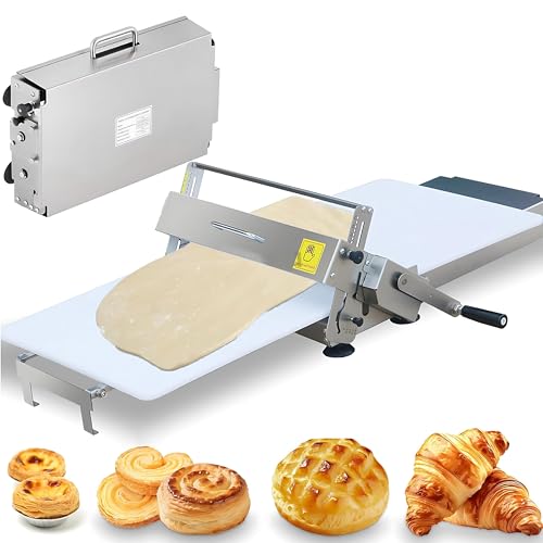 Manual Foldable Dough Sheeter, Edelstahl-Teigausrollmaschine, Ausrollbrett, Manuelle Teigausrollmaschine, Einstellbare Teigdicke, für Präzises Blätterteig Teigausrollmaschine Width11.81in von RoyceBee