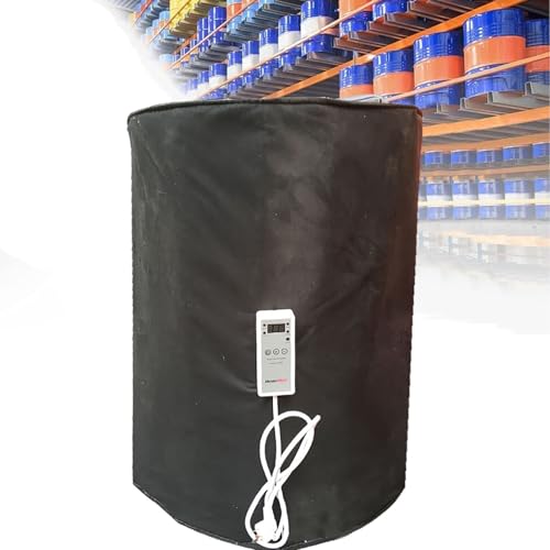 RoyceBee Abnehmbare Heizdecke für IBC-Fässer 2000W - Thermostat-Heizmatte mit präziser Regelung (0-120°C) für 200L Fässer, Ideal für Öl-, Lack- und Chemiefässer Black von RoyceBee