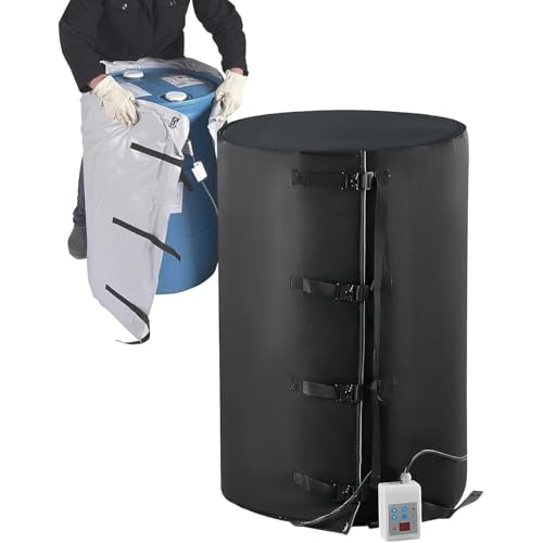 RoyceBee Heizhülle für Fässer 2000W - Abnehmbare IBC-Fassheizung mit Thermostat (0-120°C), Isoliermatte aus Silikon für präzises Temperaturmanagement in Öl- und Chemiefässern Black von RoyceBee