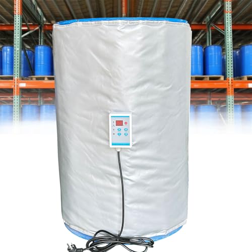 RoyceBee IBC-Fassheizmatte 2000W mit Thermostat (0-120°C) - Abnehmbare Heizdecke für 200L Fässer, Ölfarbe, Chemiebehälter - Silikonstoff Isoliermatte zur präzisen Temperaturregelung Gray von RoyceBee