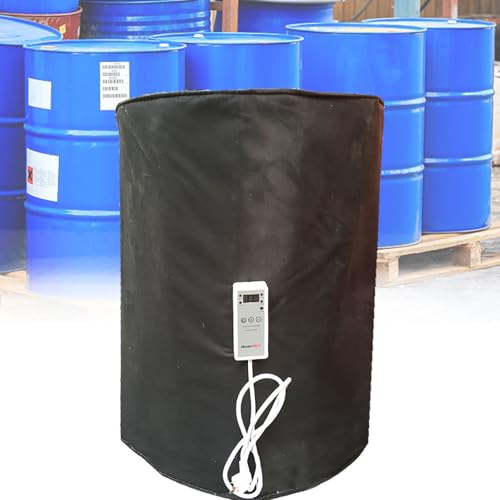 RoyceBee Isoliermatte für Ölfässer 2000W - Abnehmbare Fassheizung mit Thermostat für 200L Fässer (0-120°C), Heizhülle aus Silikon für Öl-, Farb- und Chemiefässer Black von RoyceBee