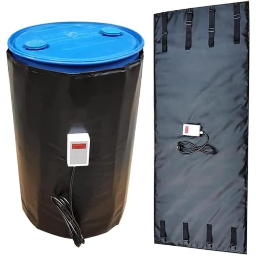 RoyceBee Thermostat-Heizmatte für 200L Fässer, 2000W - Abnehmbare Isolierdecke aus Silikonstoff für IBC-Container, Öl-, Lackier- und Chemiefässer zur Frostschutz-Beheizung Black von RoyceBee