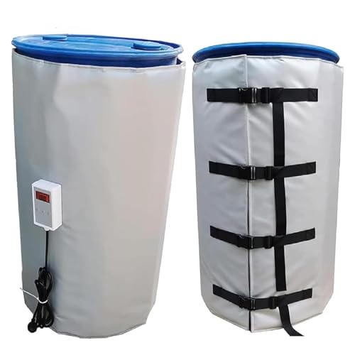 RoyceBee Thermostat-Heizmatte für 200L Fässer, 2000W - Abnehmbare Isolierdecke aus Silikonstoff für IBC-Container, Öl-, Lackier- und Chemiefässer zur Frostschutz-Beheizung Gray von RoyceBee
