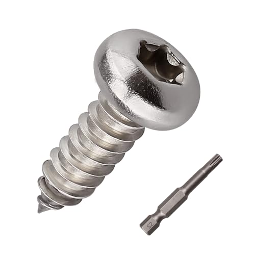 #6 x 6,35 mm (1/4 Zoll) Torx-Blechschrauben, Edelstahl 304 (18–8), Linsenkopf-Blechschrauben für Holz und Metall, inklusive Torx-Antriebs-Bit, 200 Stück von RoyceMart