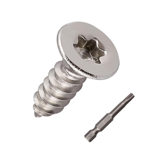 #8 x 1/2 Zoll (100 Stück) Torx-Flachkopf-Blechschrauben, Edelstahl 304 (18–8), Senkkopf-Blechschrauben für Holz und Metall, inklusive Torx-Antriebs-Bit von RoyceMart