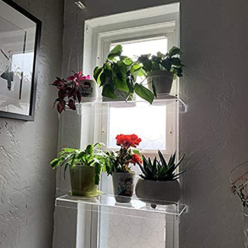 Roydoa Premium Transparent Acryl Fenster Pflanzenregale 3 Schichten Klar Hängend Schweben Wandregal Blumentopf Rack Pflanzgefäß Ständer Indoow Outdoor Dekoration von Roydoa