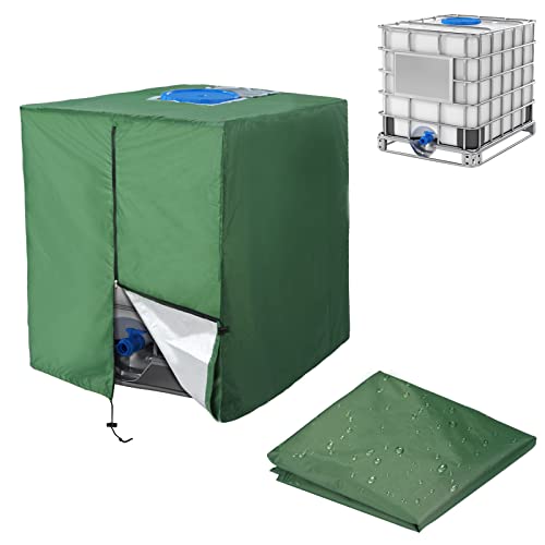 Roylvan IBC Tank Abdeckung, 120x100x116 cm Abdeckplane mit Reißverschluss für 1000L IBC Tank Container, Wasserdicht Wassertank Schutzplane für IBC-Tank Behälter Container Regenwassertank - Grün von Roylvan