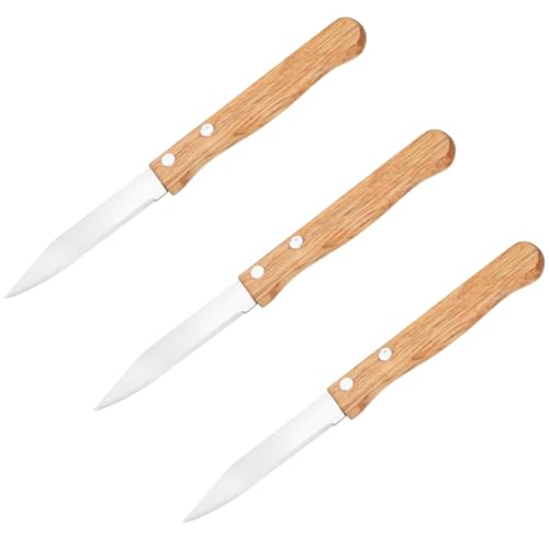 Royomal 3 Stück Gemüsemesser, Schälmesser, mit Holzgriff Buche Universal Messer, kleines Küchenmesser-Set, mit Extra Scharfem Schnitt für Obst und Gemüse von Royomal