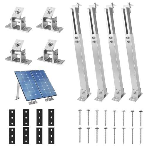 Befestigung Solarmodul, 1 Sets Solarmodul Halterung Aufständerung PV Flachdach 15°-30°, Alu Halterung Balkonkraftwerk Montageset 36CM-70CM Individuell Verstellbar für Wohnmobil Boote Dächer (2 set) von Royouzi