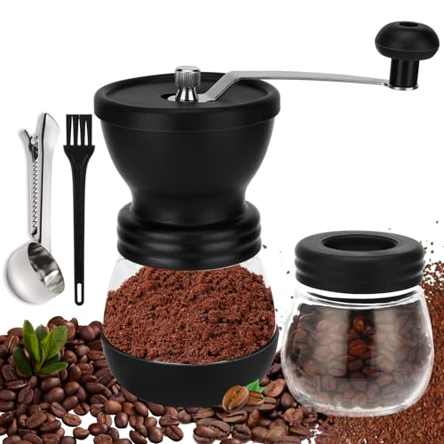 Royouzi Manual Coffee Grinder Ceramic Grinder Adjustable Portable Griff Aus Edelstahl Mit 2 GehäRteten GläSern Geliefert Coffee Grinder, Zur HandmüHle Kaffee Kaffeeaufbewahrung von Royouzi