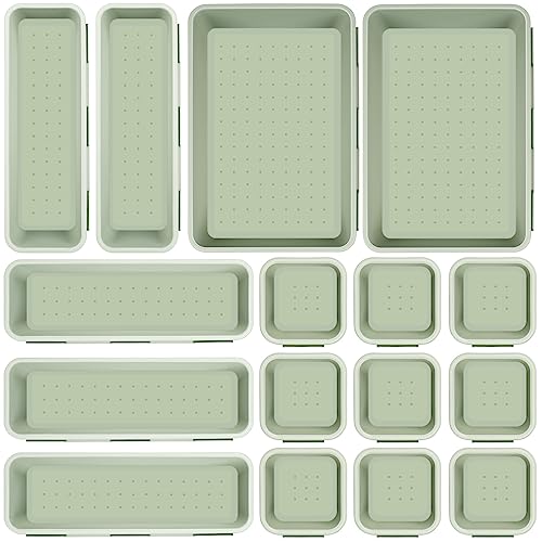 Royouzi Schubladen Organizer Set 16 Stk Schubladen Einlagen, Aufbewahrungs-Box Einteiler Trenn-System Küche Schreibtisch Utensilien (Grün) von Royouzi