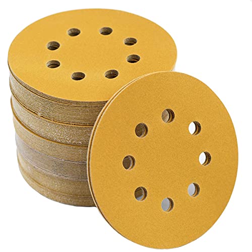 Schleifpapier 125mm Klett, 8 Loch schleifscheiben 100 Stück P240 Set für Rund Exzenterschleifer- Mischkorn für Holz Metall und Farbe (P240) von Royouzi