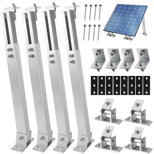 Solarpanel Dachhalterung, Alu 15-30° Verstellbare Solarpanel Halterung, Alu Halterung Balkonkraftwerk Montageset 36CM-70CM, Geeignet für Boote, Wohnmobile, netzunabhängige Dachsysteme (2 Set) von Royouzi