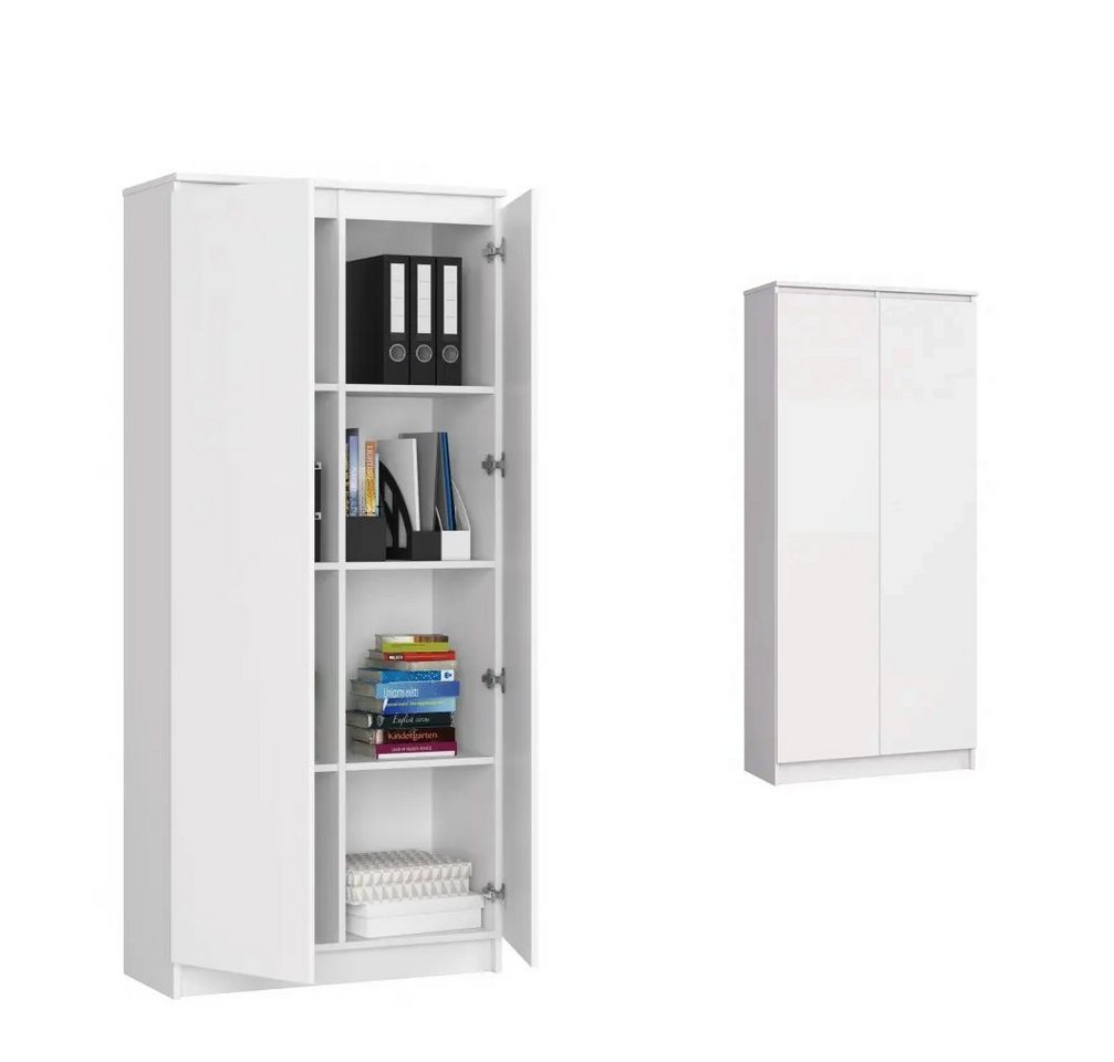 Roysson Home Bücherregal Bücherregal Standregal Wandregal Aktenregal 80x35x180cm Weiß ERIS von Roysson Home