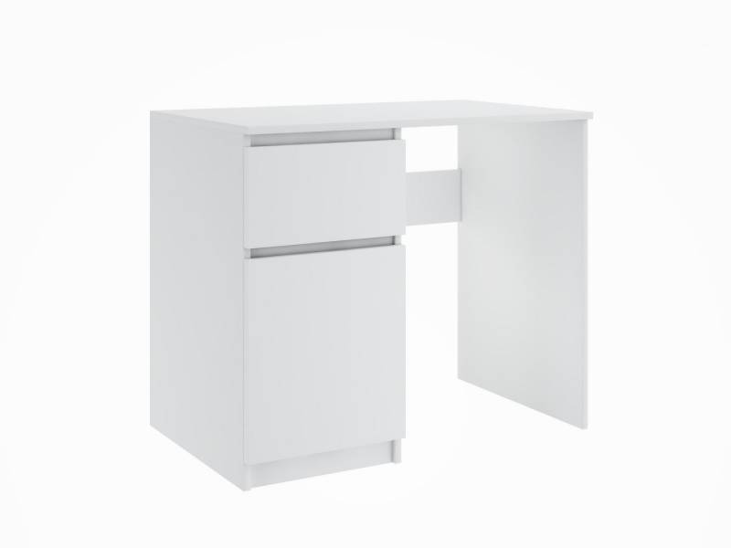 Furnify Computertisch 90 cm HERMES mit 1 Schublade & 1 Tür, Linksseitiger, Weiß von Furnify