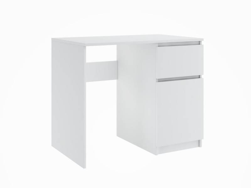 Furnify Computertisch 90 cm HERMES mit 1 Schublade & 1 Tür, Rechtsseitiger, Weiß von Furnify