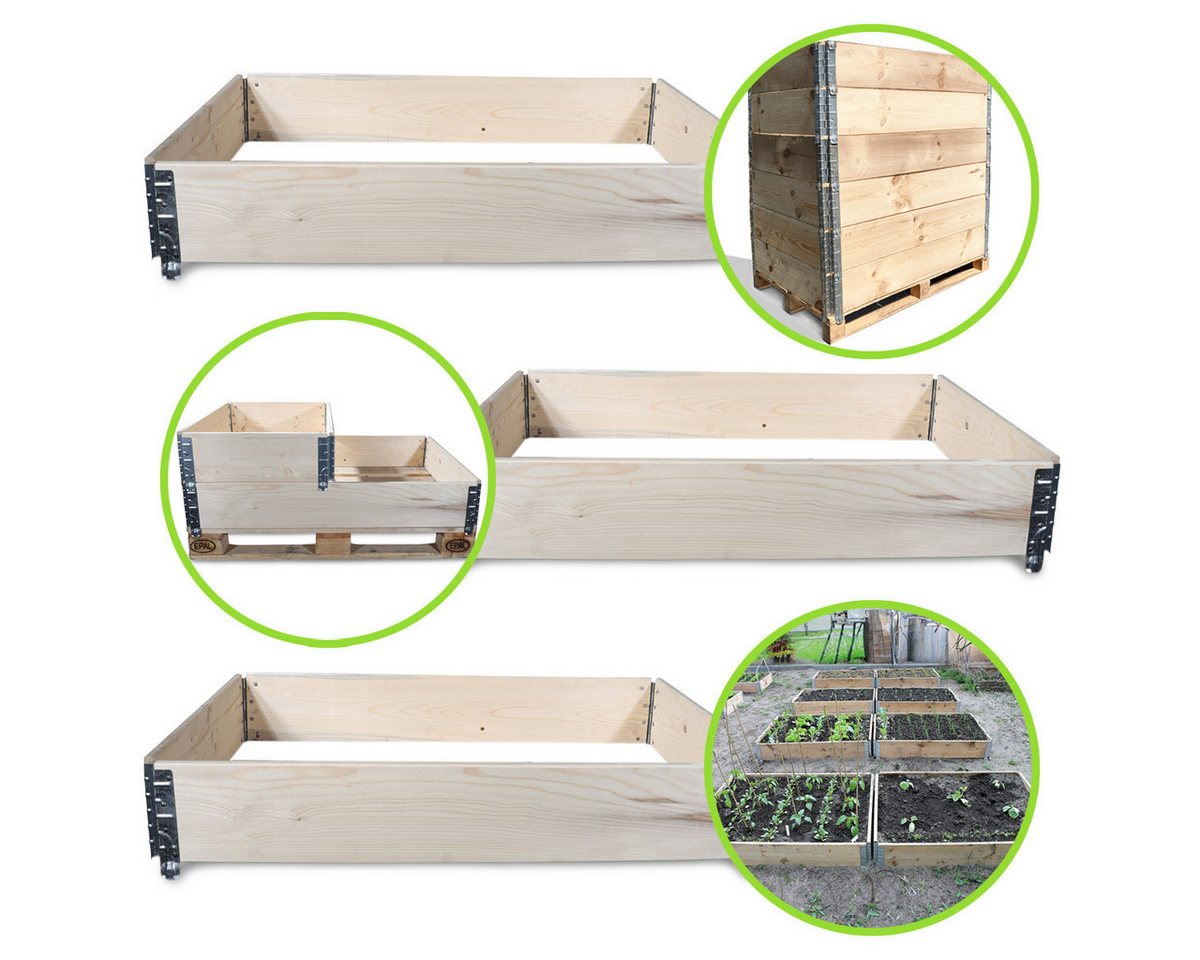 Roysson Blumentopf 3x Hochbeet Element 120x80cm Palettenrahmen Gemüsebeet Kräuterbeet von Roysson