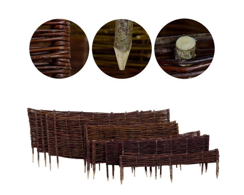 Roysson Weidenzaun Weidenzaun mit Buchepflöcken 10-40 cm x 30-120 cm Beeteinfassung von Roysson