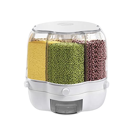 Cereal Dispenser, 6-Grid Rotating Dry Food Dispenser Kitchen Rice Flour Sugar Grain Storage Bucket Kann Verwendet Werden, um Mehl, Zucker, Reis, Getreider von Royyalpa