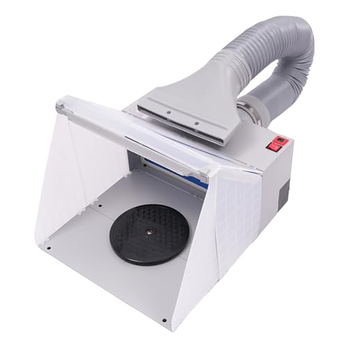 Modell-Lackierwerkbank mit LED-Lichtleisten und Drehplatte – Spritzlackierwerkbank für DIY-Projekte und Modellbau – 30W Leistung,kompakte, faltbare Design – Ideale Arbeitsfläche für präzises Lackieren von Royyalpa