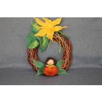 Kranz An Die Tür Gefilzt Halloween Orange Kürbis Fee von RozalkaFeltAndWool