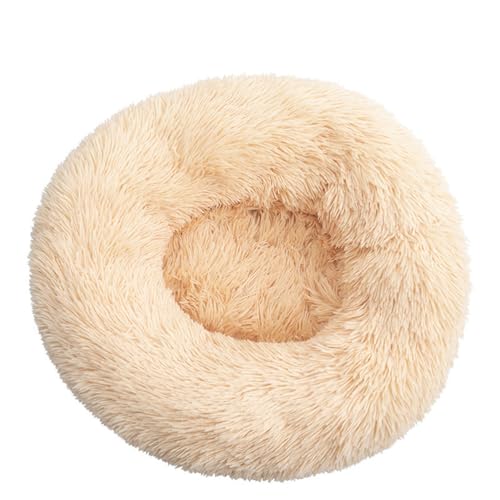 Rozhuhro Katzenbett Hundebett Sofa Donut-Zwinger, warmes rundes Haustierbett Plüsch, weiche beruhigende Betten mit Rutschfester Unterseite, für Welpen Kätzchen kleine Haustiere,Apricot,40CM von Rozhuhro