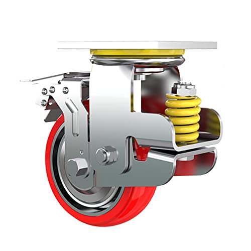 Rozhuhro Möbelrollen Schwerlast 450 kg pro Rad - Lenkrollen mit Bremse - Keine Spuren & Leise - Schwerlastrollen Transportrollen Rollen für Palettenmöbel,Brake,4inch von Rozhuhro