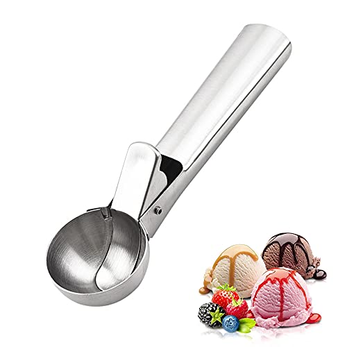 Rpanle Eisportionierer Edelstahl, Eislöffel Portionierer 5cm mit Auswerfer und Komfortablem Griff für Eiskugeln, Reis, Melonenkugeln, Keksteig von Rpanle