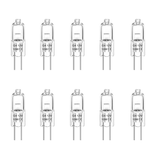 Rpanle G4 Halogen Bulbs, Clear Capsule 10W 12V 3000K Warm White Light, for Cooker Lighting, Signal Lights, Track Lighting (10 Pack) von Rpanle
